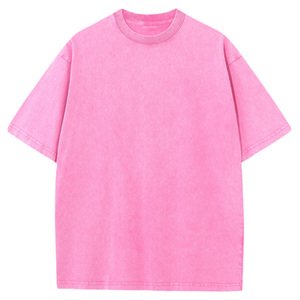Camiseta de algodón lavada con ácido de gran tamaño transpirable de estilo Vintage con logotipo personalizado para ropa de calle de verano 100% algodón antiarrugas OEM - Product Image 1