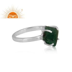 Dernière création : bague empilable en argent sterling 925 avec émeraude naturelle pour femme, cadeau pour elle, fabricant de bijoux indiens - Product Image 3