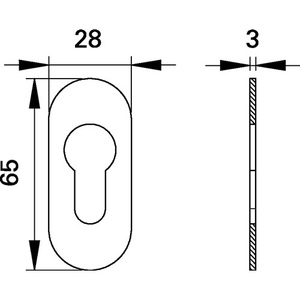 Rosette de clé en acier inoxydable 817/3003 EST, écusson de 3 mm d'épaisseur, ovale PZ, EDI-Office Décoration & Accessoires - Product Image 3