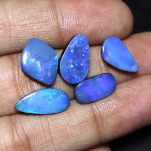 5 piezas de ópalo australiano doblete cabujón azul ópalo de fuego doblete ópalo ópalos australianos naturales para la fabricación de joyas de piedra - Product Image 2