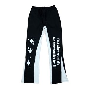 Custom Men's Sweatpants Joggers Pant <b>Drawstring</b> Waist Flared Pattern Logo Embroidery Side Striped Baggy Sweatpants Men <b>Trousers</b> - Product Image 1