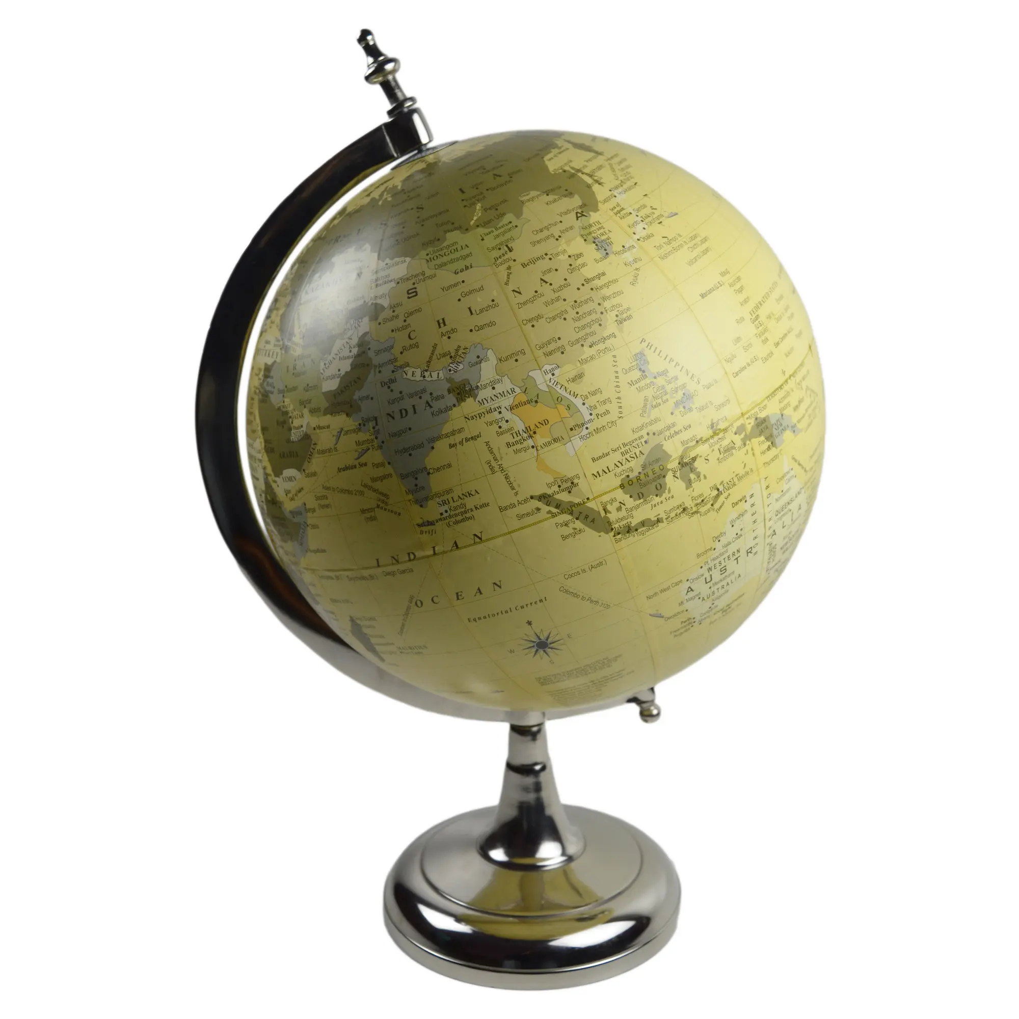 51cm Globe Large Design Metal Silver Finishing Globe For Table Decoration And Office and home decor