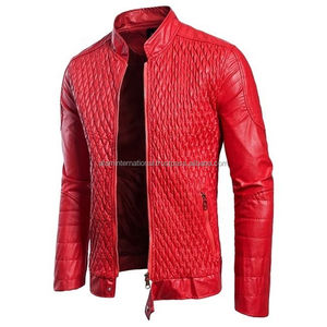 Veste d'hiver pour homme la plus vendue, en cuir véritable avec col montant et fermeture éclair, veste en cuir de marque pour garçons - Product Image 1