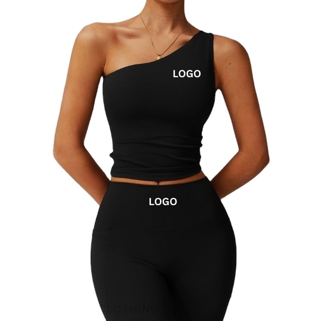 Custom Women Oblique One-Shoulder Top Yoga Vest Slim Fit Quick-Dry Sports Shaping Running & Fitness Yoga & Gym Workout Tank Top