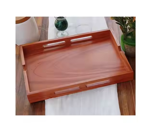 Crescent Crafts Bandejas para servir de madera maciza hechas a mano Forma cuadrada Metal de bambú para uso doméstico Venta al por mayor por Crescent Crafts - Product Image 1