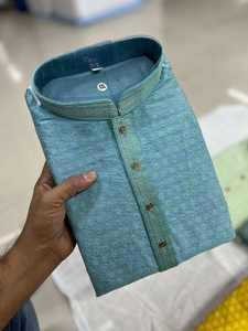 Pyjama Kurta pour homme en tissu jacquard de qualité, matière douce et confortable, style traditionnel élégant, idéal pour la saison des mariages - Product Image 5