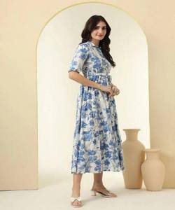 NUEVA COLECCIÓN Conjunto de 3 Piezas de Satén Floral Dulce con Estampado Digital 100% Poliéster, Ropa Étnica para Mujer de Uso Diario, Precio al por Mayor, COLOR CIELO - Product Image 5