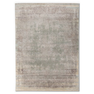 Tapis en laine et soie noué à la main Entropy Blue AKWS-13061 pour usage domestique, design abstrait rectangulaire en patchwork pour couloir et salon - Product Image 1