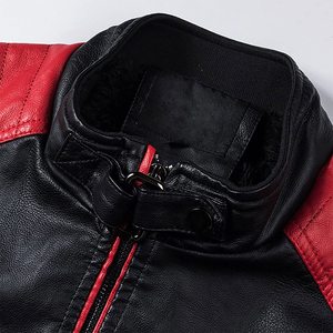 Veste en cuir PU pour hommes Manteaux en polaire épais pour hommes Vêtements de moto pour hommes Streetwear chauds pour hommes Vestes en cuir de pilote - Product Image 6