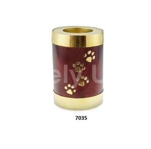 Urna de cremación de candelita de latón Rosa girasol de latón con esmalte dorado y rosa con bolsa de terciopelo gratis - Product Image 4