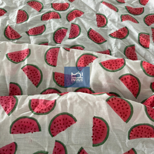 ผ้าพิมพ์ลายแตงโมทำจากผ้ามัสตาร์ดสีเหลืองพลัมพิมพ์ลายเนื้อผ้าอินเดียสำหรับชุดตะวันตก - Product Image 3