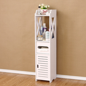 Cheap Toilet Paper Holder Cabinet <strong>Thin</strong> Bathroom Vanity White Storage Rack With <strong>Shelves</strong> Narrow Bath Sink Organizer Towel Shelf - Product Image 3