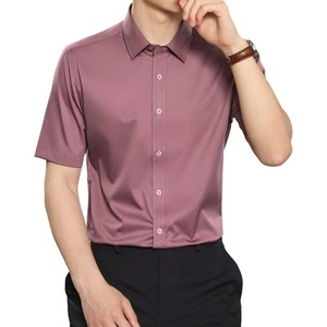 Haute qualité demi-manches chemises pour hommes 100% coton biologique chemises en gros Top tendance décontracté chemises unies - Product Image 1