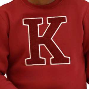 Big K KAP Chenille Sweatshirt Maroon Heavy Fleece Crewneck Brodé Grec Fraternité Apparel Premium Cotton Wear - Product Image 4