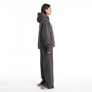 Conjunto Deportivo de Felpa Francesa para Mujer, con Sudadera con Cremallera Extra Grande y Pantalones Anchos, Etiqueta Personalizada OEM Premium - Product Image 3