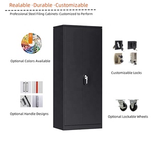 خزانة تخزين معدنية أثاث مكتبي دولاب فولاذي ببابين خزانة للمكتب والمنزل خزانة ملفات معدنية بقفل - Product Image 2