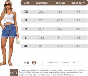 Short en jean femmes été extensible taille haute pli ourlet Jean Shorts 3 pouces entrejambe ourlet à revers et classique 5 poches courtes - Product Image 6