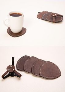 Juego de 6 posavasos de cuero PU para bebidas, posavasos de cuero duraderos impermeables antideslizantes para café, té y más - Product Image 3