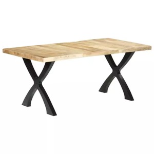 Modern Industrial Design Mango <b>Wood</b> & Iron <b>Dining</b> <b>Table</b> Set with <b>Dining</b> Chairs Waterproof Home Furniture - Product Image 5