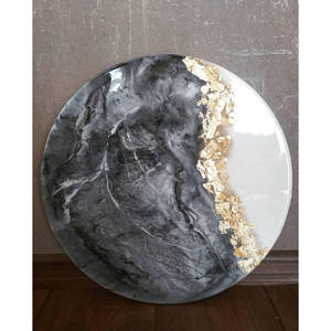 Posavasos de piedra hecho a mano con forma redonda de resina azul y blanca, posavasos para taza de té, la mejor calidad - Product Image 6