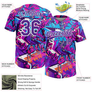 Camiseta de Softbol Unisex Personalizada con Dos Botones, Ropa Deportiva Transpirable de Secado Rápido, Estampado de Grafiti por Sublimación, Bordado de Equipo - Product Image 6