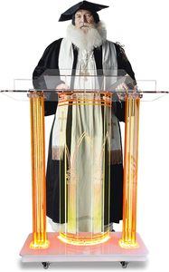 Bục Nhà thờ với ánh sáng LED, bục Acrylic trên bánh xe-46 "bục giảng trong suốt cho nhà thờ, lớp học đọc nền tảng - Product Image 5