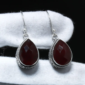 Pendientes de piedras preciosas granate de Mozambique al por mayor, joyería colgante de gota de alambre con gancho hecho a mano de Plata de Ley 925 para mujer - Product Image 3