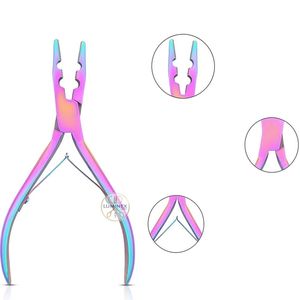 <b>Rainbow</b> Hair Extension Pliers Set with Loop Needles and Pulling Hook-Stainless Steel <b>Light</b> Weight Pink Velvet Case - Product Image 3
