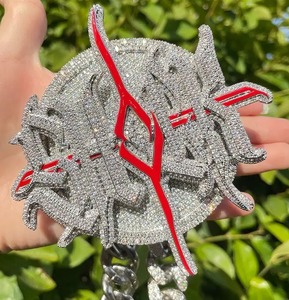 Diamante de moissanita redondo de Plata de Ley 925, excelente corte helado, colgante de hip hop ostentoso, collar de regalo para hombres y mujeres - Product Image 3