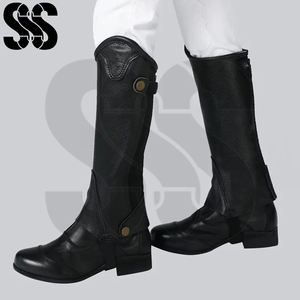 Flexible Waterproof Leather <b>Half</b> <b>Chaps</b>-Comfortable Lightweight Durable Breathable High Quality Wholesale Men's Horse Riding - Product Image 3