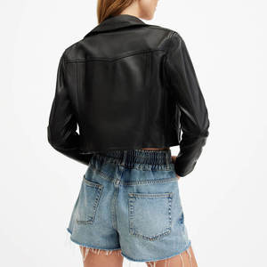 Chaqueta corta de cuero para mujer, hecha de cuero puro, fácilmente disponible, nuevo estilo, ropa de invierno, Chaqueta corta de cuero para mujer de Color personalizado - Product Image 6