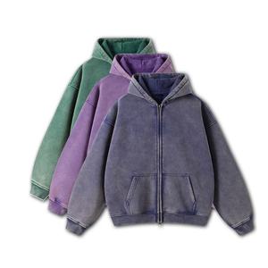 Nouveau sweat à capuche pour homme en tissu lourd vintage, sweat à capuche délavé à l'acide, sweat à capuche pour homme grande taille, sweat à capuche chaud pour l'extérieur, cardigan à fermeture éclair - Product Image 1