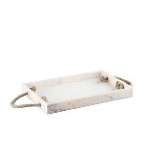 Bandeja de Servir Rectangular de Mármol de Lujo para Bodas, VISHAL HANDICRAFT, con Asa de Cuerda, Alta Calidad, Uttar Pradesh, Venta al Por Mayor de Fábrica - Product Image 1