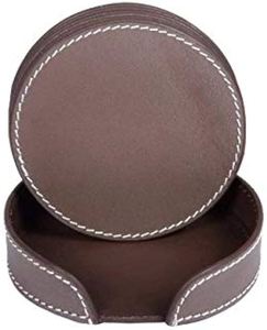 Hotel Home Table Tea Coffee Posavasos de cuero Tamaño personalizado Forma redonda Artesanías hechas a mano Posavasos de cuero Logotipo personalizado - Product Image 6