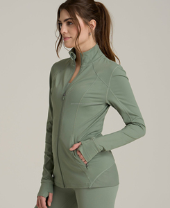 Veste de fitness zippée pour femme, coupe ajustée, col montant, haute qualité, pour la gym et le yoga, respirante, écologique, séchage rapide - Product Image 1