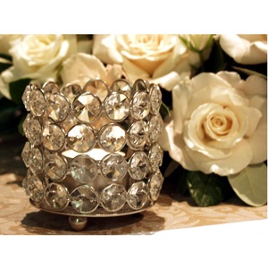 Set of 2 Silver Crystal & Metal <b>Tealight</b> <b>Holders</b> for Tabletop Home & Christmas Lighting Decor Round Candle Votive - Product Image 4