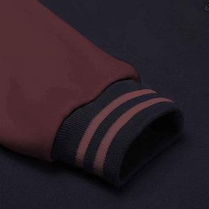 แจ็กเก็ตเบสบอลทีมตัวแทนทีมเบสบอลวินเทจของผู้ชาย OEM ตามสั่งปกหนังปักลายกำมะหยี่สำหรับฤดูหนาว - Product Image 3