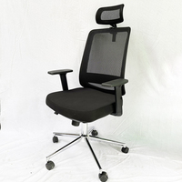 Chaise de bureau HOM1080-01A avec base pivotante, appui-tête, accoudoirs réglables dans 2 directions, soutien lombaire, amortisseurs (chromé BIFMA 85C)