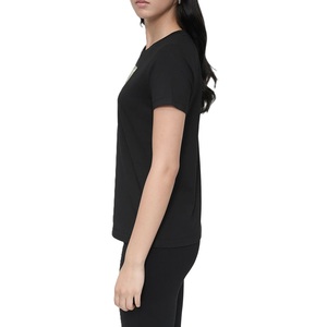 Camiseta de manga corta con abertura de algodón de verano para mujer, camiseta informal de moda ajustada, tela de Jersey, diseño comprimido para impresión personalizada - Product Image 4