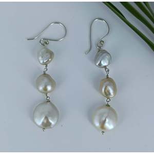 Handmade 925 Sterling <b>Silver</b> Freshwater Pearl <b>Dangle</b> <b>Earrings</b> for Women Bohemian Style Gift for Her - Product Image 1