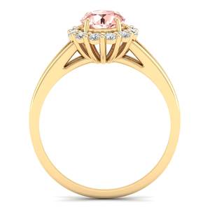 แหวนเพชรทรงกลมประดับมรกตมอร์แกไนต์ 0.84 กะรัต ตัวเรือนทองคำแท้ 14K งานสั่งทำพิเศษจาก REYES สำหรับผู้หญิง เครื่องประดับชั้นดี - Product Image 4