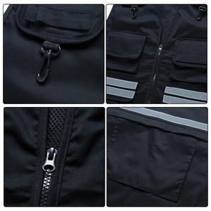 เสื้อกั๊กนิรภัยสีดำมองเห็นได้ชัดเจนเสื้อแจ็กเก็ตสำหรับกู้ภัยมีหลายกระเป๋าชุดทำงานกลางแจ้งชุดทำงานแบบไฮชุดทำงาน - Product Image 2