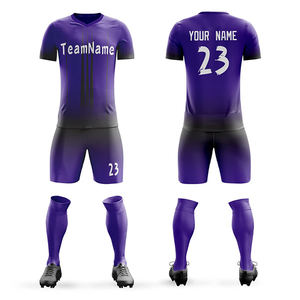 Vente chaude Classique Personnaliser Hommes Football Jersey Kits Haute Qualité Sublimation Stripe Football Uniforme Avec Personnalisation Complète - Product Image 6