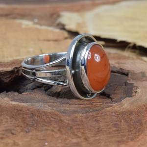 Anillos para mujer, anillo hecho a mano con piedras preciosas de cornalina, accesorios para niñas, anillos de plata de ley sólida 925, joyería con estampado 925 - Product Image 3