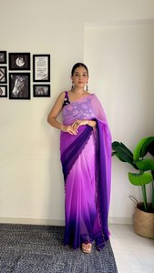<b>Designer</b> High-quality Georgette Silk Saree Fancy Arco Border Work Modern Designs 5.50 Meter Length for Wedding Party Wear for - Product Image 5