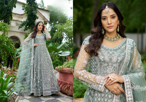 Royal Export présente un salwar kameez formel en coton à motif papillon lourd pour la collection de fête - Product Image 4