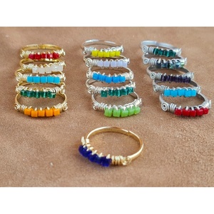 Vibrant <b>Bead</b> Accented Gold and <b>Silver</b> Plated Wire Wrapped Design Fashion Rings for Resale - Product Image 3
