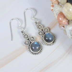Pendientes bohemios hechos a mano de piedras preciosas de labradorita Flash azul de calidad Premium, pendientes de forma redonda de Plata de Ley 925 al por mayor - Product Image 3