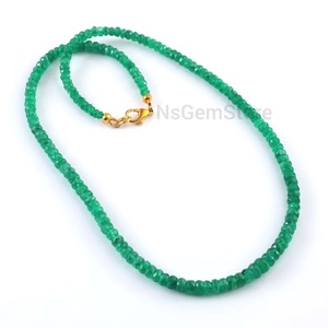 Collier en perles d'émeraude naturelle véritable, forme crochet, tendance, plaqué or, perles percées, cadeau unisexe pour mariage, HAYAAT GEMS - Product Image 2