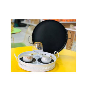 Organisateur de cuisine Plateau de service à thé et à café avec poignées Plateau de service alimentaire noir pour fournisseurs en gros à bas prix - Product Image 3